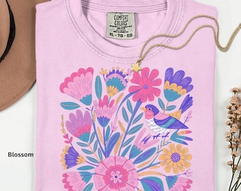 Boho Wildflowers Tshirt, Floral T shirt, Cottage Core Flowers Comfort Colors Shirt, Womens Floral Graphic Tee, Floral Shirt, Botanical Shirt
