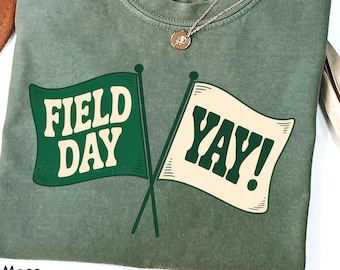 Field Day Shirt, Retro Flags Field Day Tee, Comfort Colors Teacher Gift, Fun Day Shirt, Elementary Field Day, Green Ivory Field Day Tee