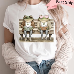 Frog and Toad Shirt, Book Lover Shirt, Frog and Toad Tee, Cute Frog Tee, Librarian Shirt, Teacher Reading Shirt, Cottagecore Tee,Frog Tshirt