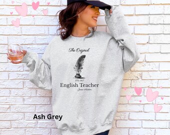 Jane Austen-sweater, comfortkleuren literair ronde hals, cadeau leraar Engels, schoolse cadeau haar, Engelse majoor sweater, cadeau boekenliefhebber