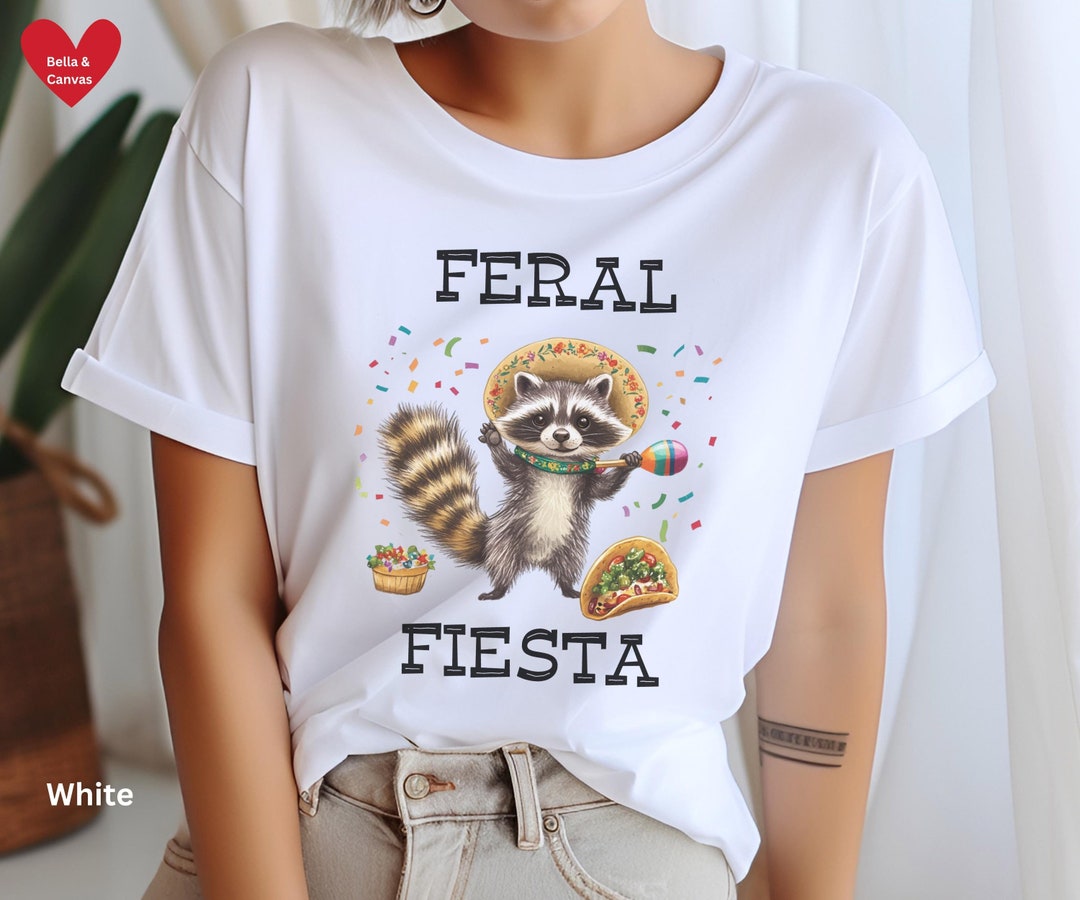 Funny Raccon Kits Feral Fiesta Raccoon T-shirt, Racoon Meme Shirt, Racoon Tee, Funny ...