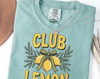Club Lemon Shirt, Lemon Lover Tee, Trendy Lemon Tshirt, Comfort Colors Lemon Shirt, Retro Citrus Tee, Cute Summer Graphic Top, Summer Tee