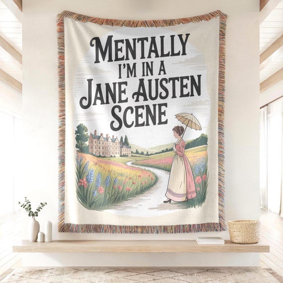 Jane Austen Woven Blanket, Book Lover Gift, Pride and Prejudice Blanket, Literary Home Decor, Cozy Throw Blanket, Regencycore Blanket