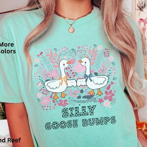 Comfort Colors Silly Goose Bumps T-shirt, Funny Goose Shirt, Cute Summer Tee, Floral Y2K Aesthetic Shirt, Dalmatian Print, Tshirt Womens