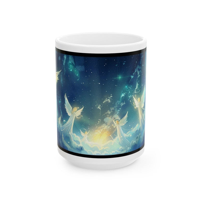 Celestial Angels Ceramic Mug - Spiritual Gift for Friend, Religious Coffee Cup, Faithful Travel mug, Divine Coffee Cup, Heavenly Travel Mug image 7