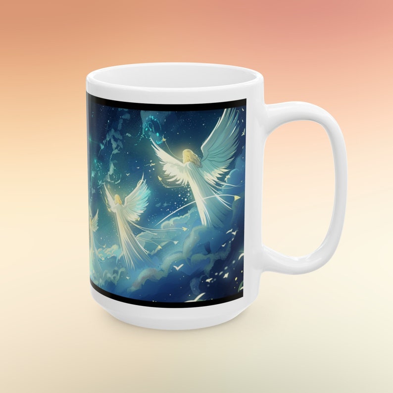 Celestial Angels Ceramic Mug - Spiritual Gift for Friend, Religious Coffee Cup, Faithful Travel mug, Divine Coffee Cup, Heavenly Travel Mug image 3