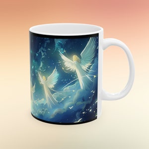 Celestial Angels Ceramic Mug - Spiritual Gift for Friend, Religious Coffee Cup, Faithful Travel mug, Divine Coffee Cup, Heavenly Travel Mug image 2