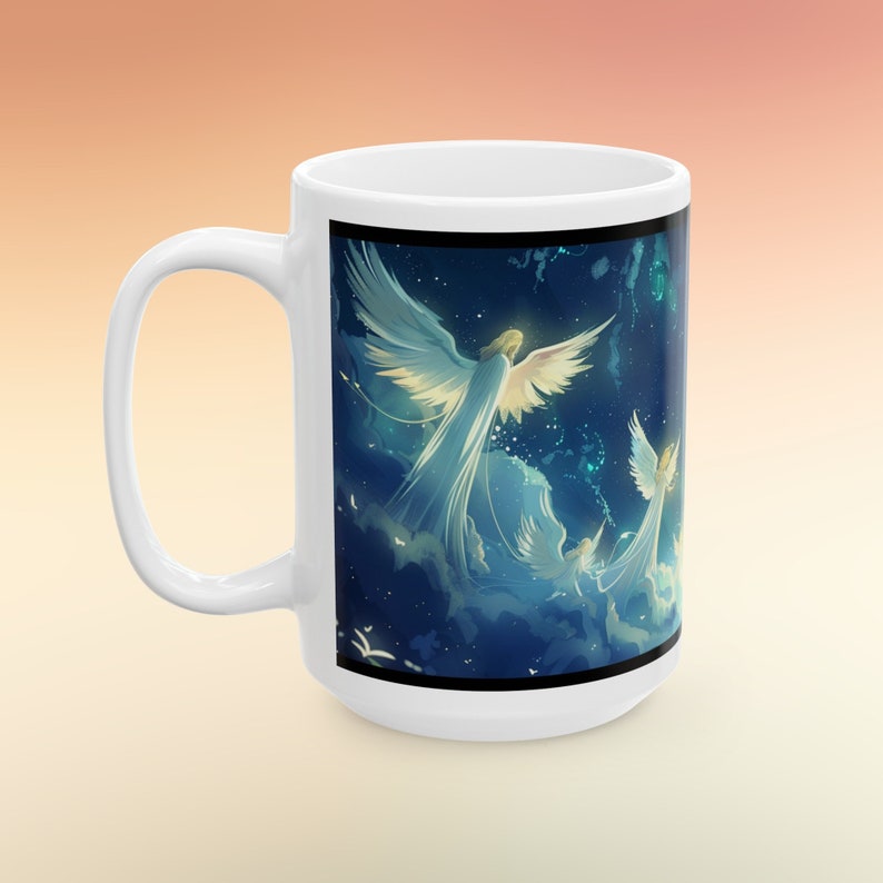 Celestial Angels Ceramic Mug - Spiritual Gift for Friend, Religious Coffee Cup, Faithful Travel mug, Divine Coffee Cup, Heavenly Travel Mug image 8