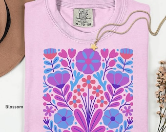 Boho Wildflowers Tshirt, Floral T shirt, Cottage Core Flowers Comfort Colors Shirt, Womens Floral Graphic Tee, Floral Shirt, Botanical Shirt