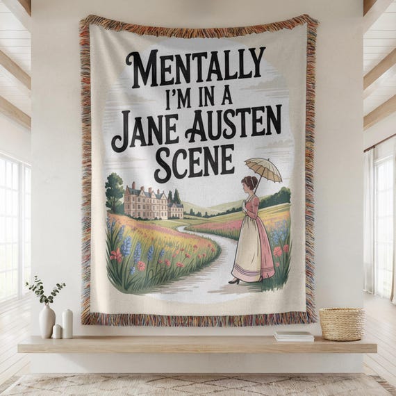 Jane Austen Woven Blanket, Book Lover Gift, Pride and Prejudice Blanket, Literary Home Decor, Cozy Throw Blanket, Regencycore Blanket