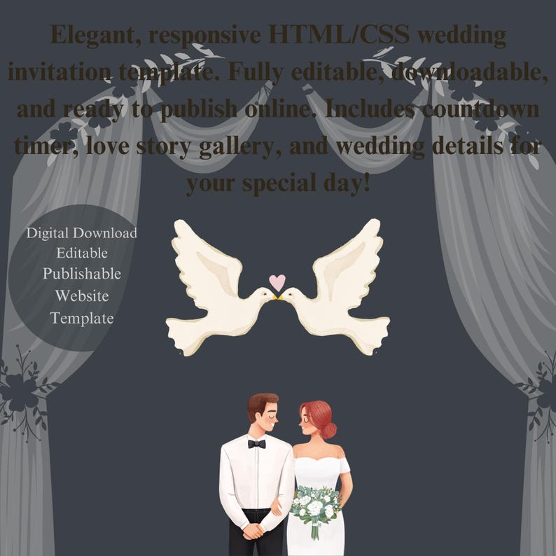 Wedding Program Template | Wedding Website /editable HTML/CSS β Modern ...