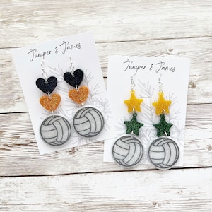 Team Spirit Volleyball Earrings, Personalized Team Colors, Nickel Free Hypoallergenic Jewelry