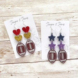 Team Spirit Football Earrings, Personalized Team Colors, Nickel Free Hypoallergenic Jewelry