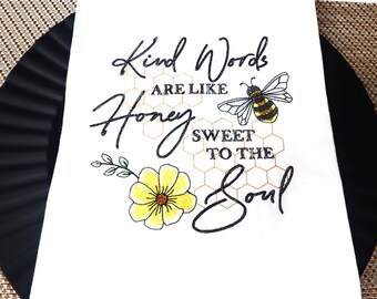 A Great Christmas Gift. Large 100% natural cotton machine embroidered kitchen towel with inspirational quote.