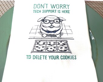 A Great Christmas Gift. Large striped Eco-friendly Kitchen Towel with Machine Embroidery-Vintage Style