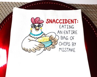 A Great Christmas Gift. Large striped Eco-friendly Kitchen Towel with Machine Embroidery-Vintage Style