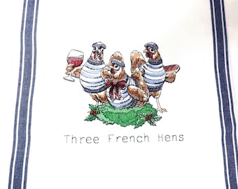 A Great Christmas Gift. Large 100% natural sustainable cotton kitchen towel with whimsical Christmas motif