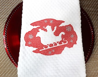 A Great Christmas gift.  Machine Embroidery waffle textured. A 3D embossed Santa Claus is here just in time for Christmas in July. Buy now!