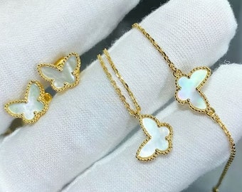 Butterfly Necklace,Jewelry Set ,Sterling Silver 925,High Quality, Jewelry,Trending Now,Gift For Her ,Necklaces 45 cm, Bracelet 16-18cm