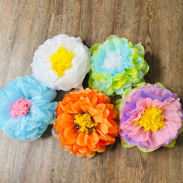 Pom Pom Flower Decorations | Party Decor | Baby Shower | Wedding Decorations |Flower Backdrop | Room Decor | Set of 5
