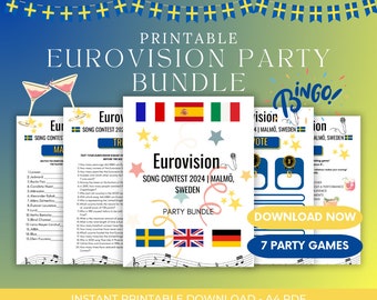 Eurovision Song Contest 2024 Party Bundle Pack | Eurovision Party Games | Eurovision Games Night | ESC Game Night | Eurovision 2024