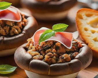 Pieczarki faszerowane szynką parmeńską