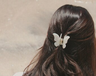 Butterfly Claw Clip in Milky Way | Pearl White Butterfly Claw Clip | Handmade Hair Accessory | Women's Fashion | Bridesmaid Gift for Her