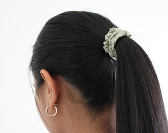 Silk Mini in Sage | Minimalist Hair Care | Handmade Pure Mulberry Silk Skinny Scrunchie | 0.4 inch | 22 Momme | Bridesmaid | Gifts for Her