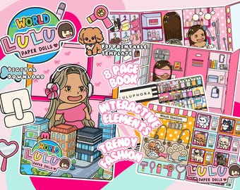 Lulu's World | Printable Paper Dollhouse Book | Tan Skin Doll (Digital Download)