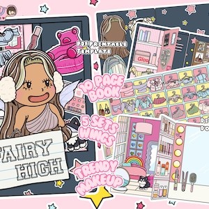 Tan Skin Fairy High Paper Dollhouse Printable Digital Busy Book for Girls DIY Dollhouse PDF Pretend Play Set High School Girl Y2K Aesthetic
