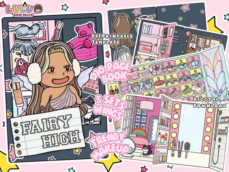 Paper Roplay Printable Tan Fairy High Paper Dollhouse: Printable DIY Busy Book (PDF Download ...