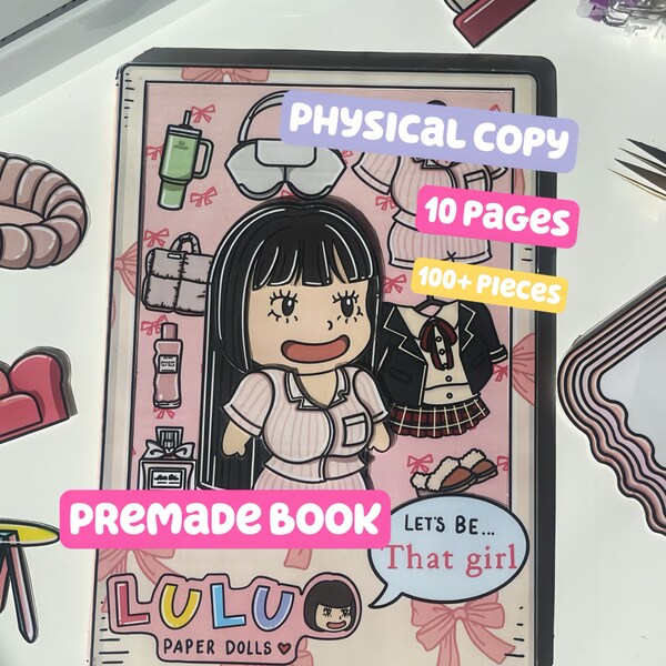 PREMADE Paper Doll busy book PHYSICAL BOOK girl dressup activity book school paper doll book lulupaperdolls premade not printable quiet book