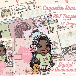 コケットダイアリー ダークスキン ペーパードール 印刷可能 PDF キッチンセット 女の子向けの忙しい本 かわいい犬付きドレスアップおもちゃ シャワーシーン ドールハウスブック