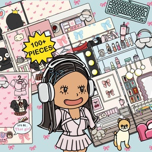 Bambola di carta con pelle abbronzata PDF stampabile moda Tiktok Estetica libro impegnato per ragazze adolescenti preadolescenti