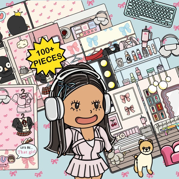 Gebräunte Haut Papier Puppe Printable PDF Mode Tiktok ästhetik Buch für preteen Teenager Mädchen