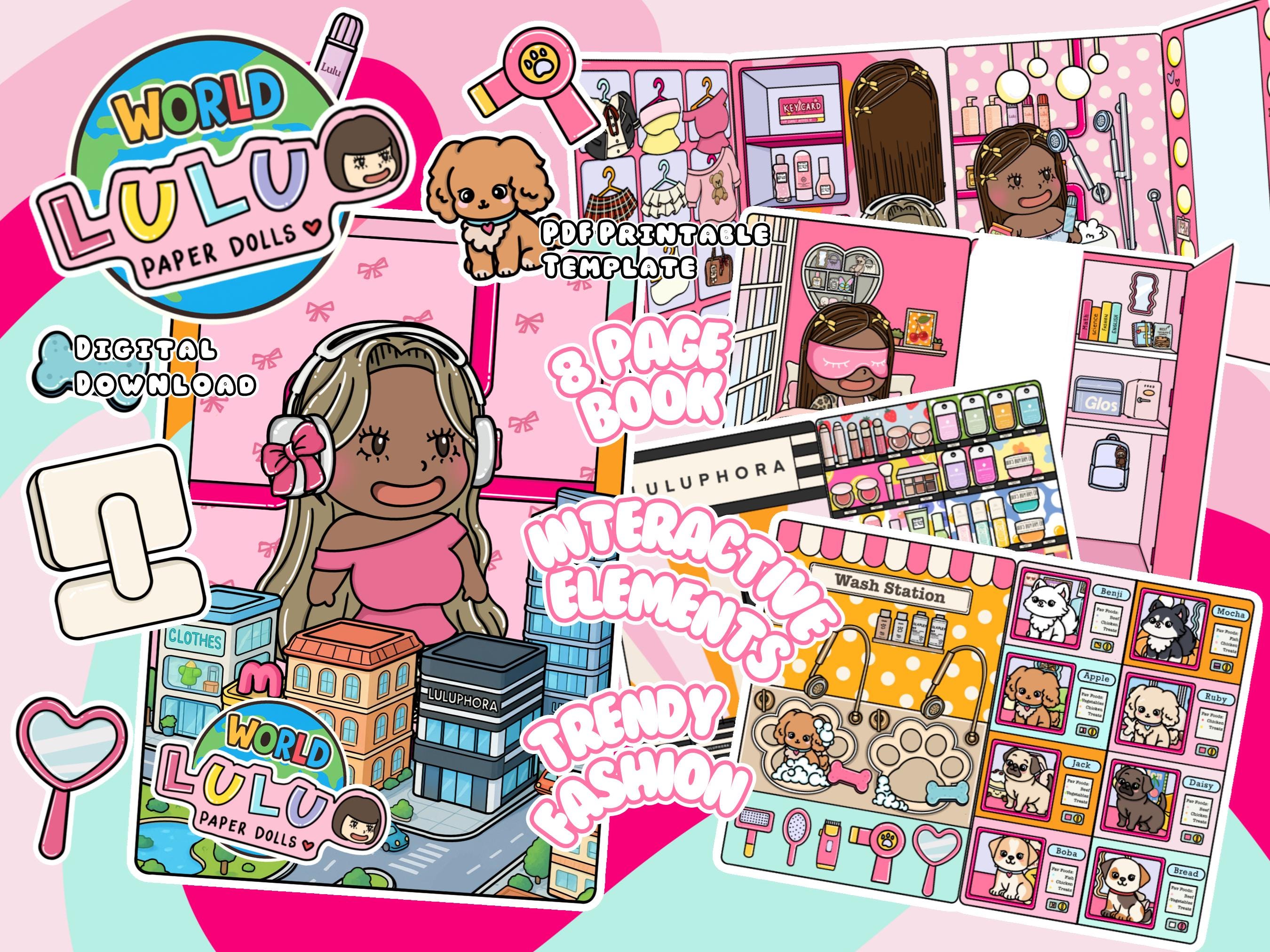 Lulu's World | Printable Paper Dollhouse Book | Dark Skin Doll