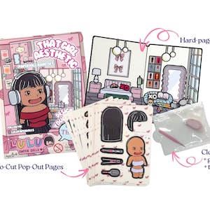 Kit libro per bambole di carta estetica That Girl, libro precostruito, libro fisico, attività creative artigianali, libro tranquillo senza schermo, divertente