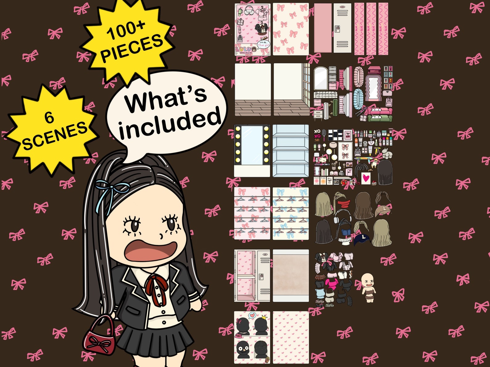 School Locker Paper Doll Printable PDF Template Activity for Kids Busy ...