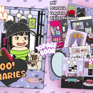 Pale Girl Boo Dairies Paper Doll House Book Modello stampabile PDF Quiet Doll Book per ragazze Goth Style Paperdoll goth alternative emo style