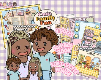 Family Paper Dollhouse: Dark Skin Dolls, Printable Quiet Book (PDF Download)