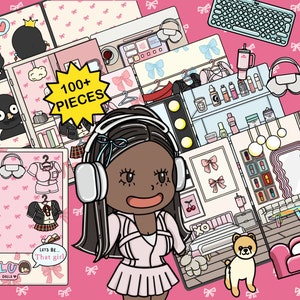 Black girl dark skin Paper doll printable PDF digital download DIY crafts for preteen teen girls and kids busy book aesthetic viral kpop dress up activity fashion