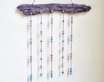 Driftwood Mobile: Boho Jasper Gemstone Wall Hanging