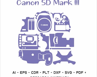 skin template Canon 5D Mark III Camera vector plantilla de corte camara svg