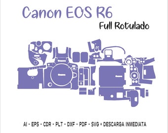 skin template Canon Eos R6  vector plantilla de corte camara