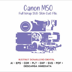 Huid gesneden sjabloon Canon M50 camera Vector snijsjabloon SVG