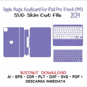 Huid gesneden sjabloon Apple Magic Keyboard voor iPad Pro 11 (M4) 2024 Vector snijsjabloon SVG