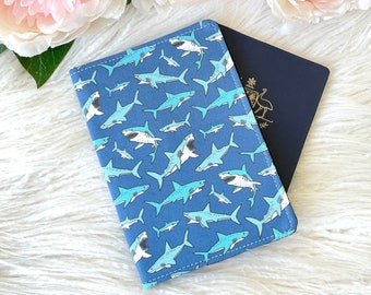 Boys Shark Passport Cover, Kids Passport Holder, Childrens Passport Wallet, Passport Case, Travel Gift