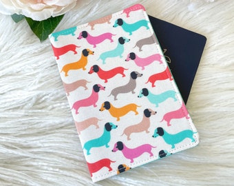 Dachshund Dogs on Cream Passport Cover, Passport Holder, Passport Wallet, Passport Case, Travel Gift