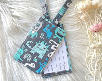 Kids Monster Luggage Tag, Boys School Bag Tag Travel Accessories, Gift for Traveller, Fun Gift