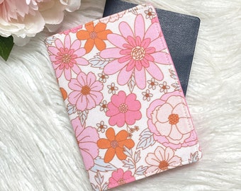 Pink and Orange Vintage Style Floral Passport Holder, Teen / Adult Passport Cover, Passport Wallet, Passport Case, Flower Travel Gift